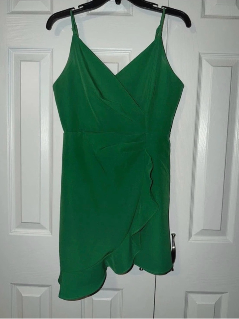 DO+BE Emerald Green Ruffle Wrap Mini Dress